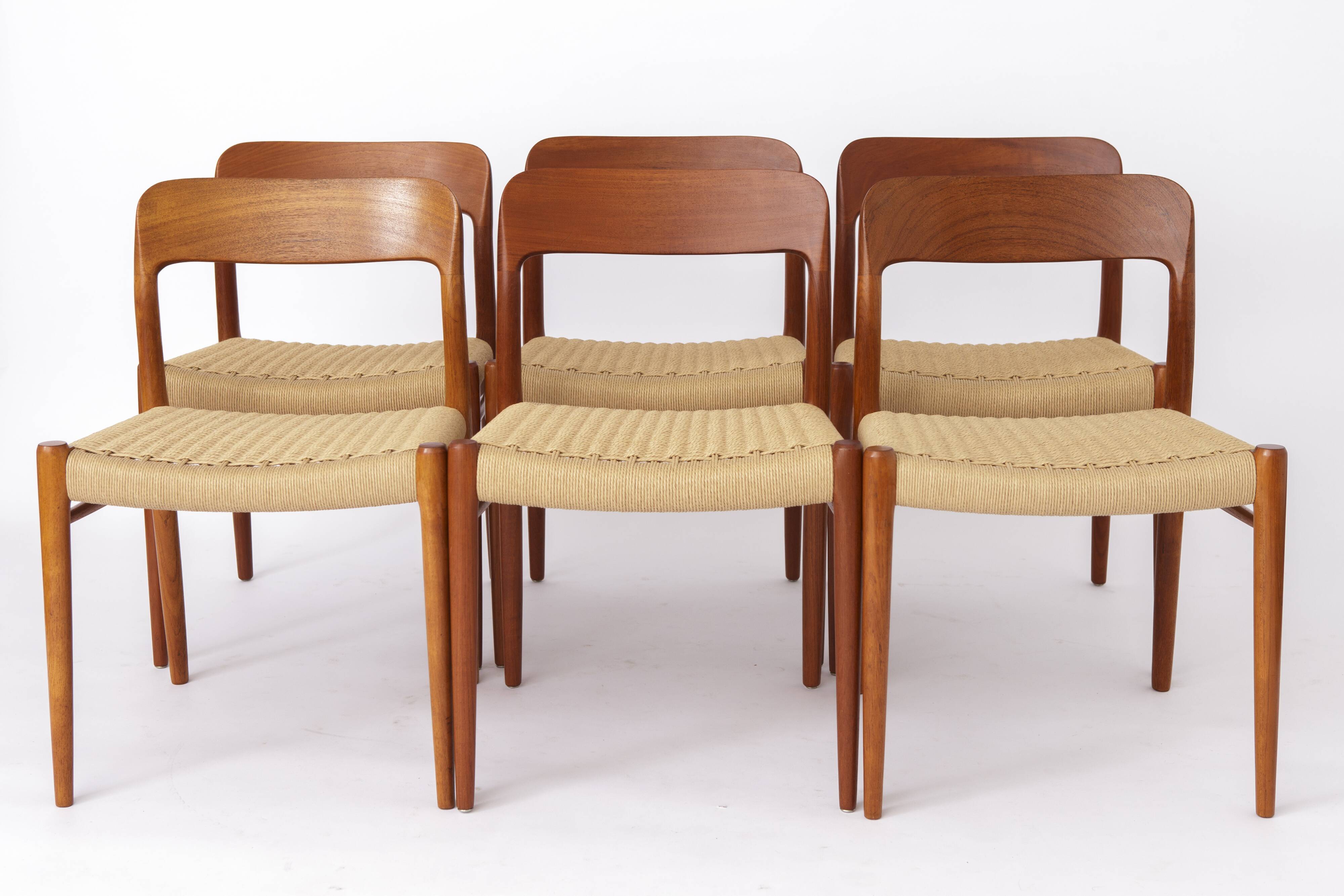 Large Set of 8 Niels Otto Møller Teak Dining Chairs – Model 75 (1950s)