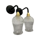 Pair of vintage electrified glass wall lamps
