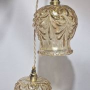 Duo of amber molded glass portable lamps