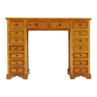 Pharmacy cabinet on pedestal in solid pine - English, early 20th century