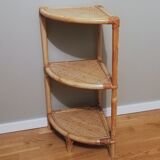 Bamboo and rattan corner shelf