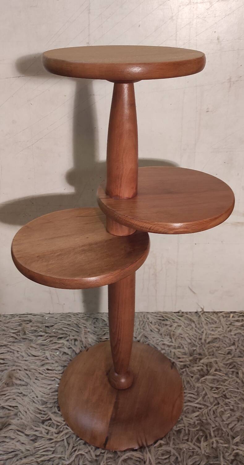 Art Deco pedestal table in varnished solid wood - 1940s
