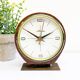 Mid century teak & brass lizana clock, vintage electric table clock