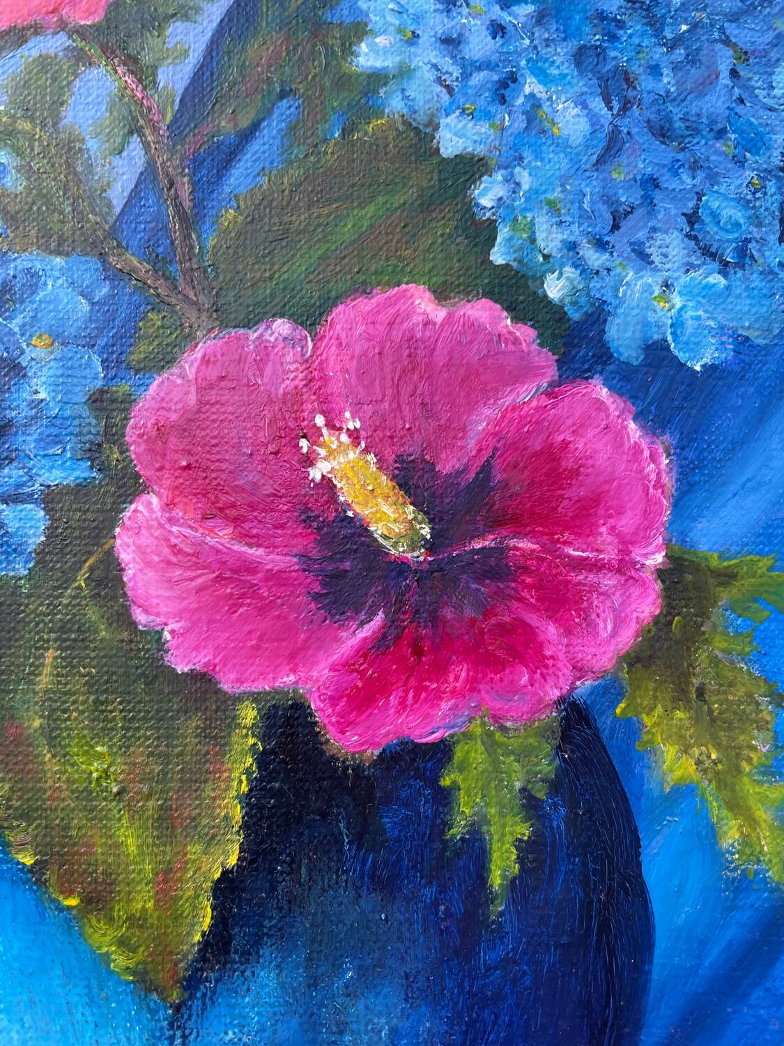 Tableau peinture bouquet de fleurs huile sur toile 