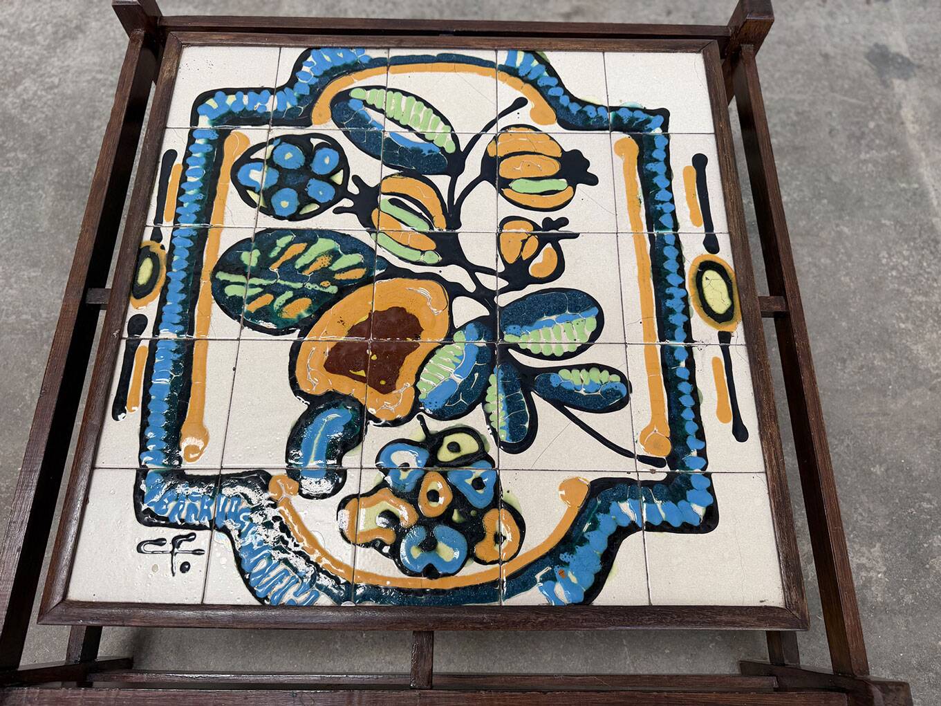 Teak and ceramic coffee table 1970