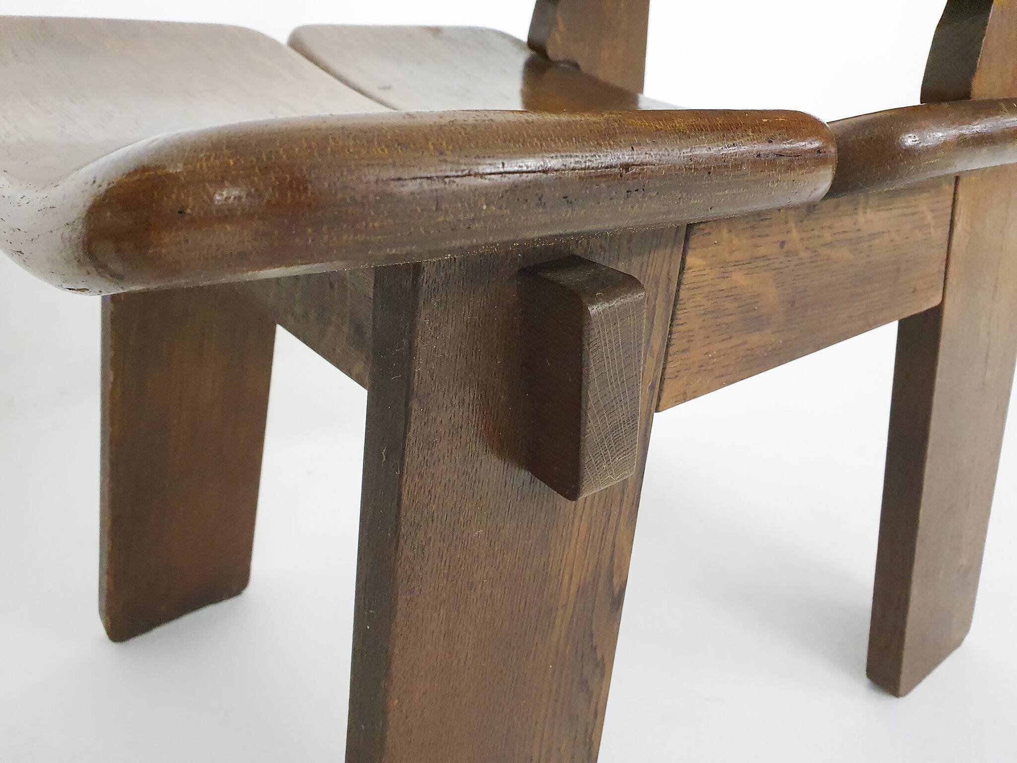 Set of four solid oak dining chairs, The Netherlands 1970's