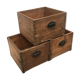 Batch of 3 wooden crates with handles