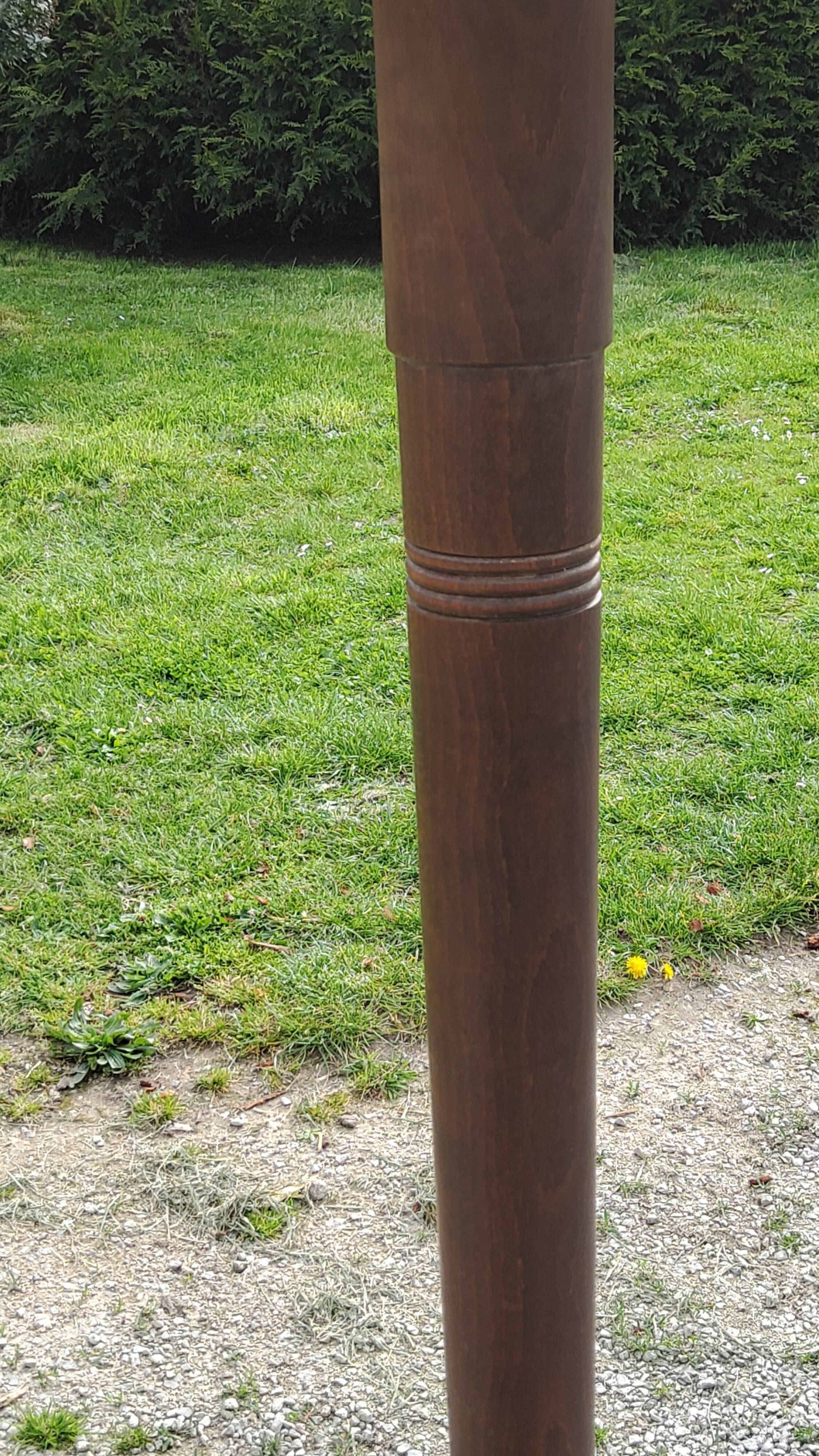 Floor lamp with shelf of the 40s/50s in beech lampshade red fabric