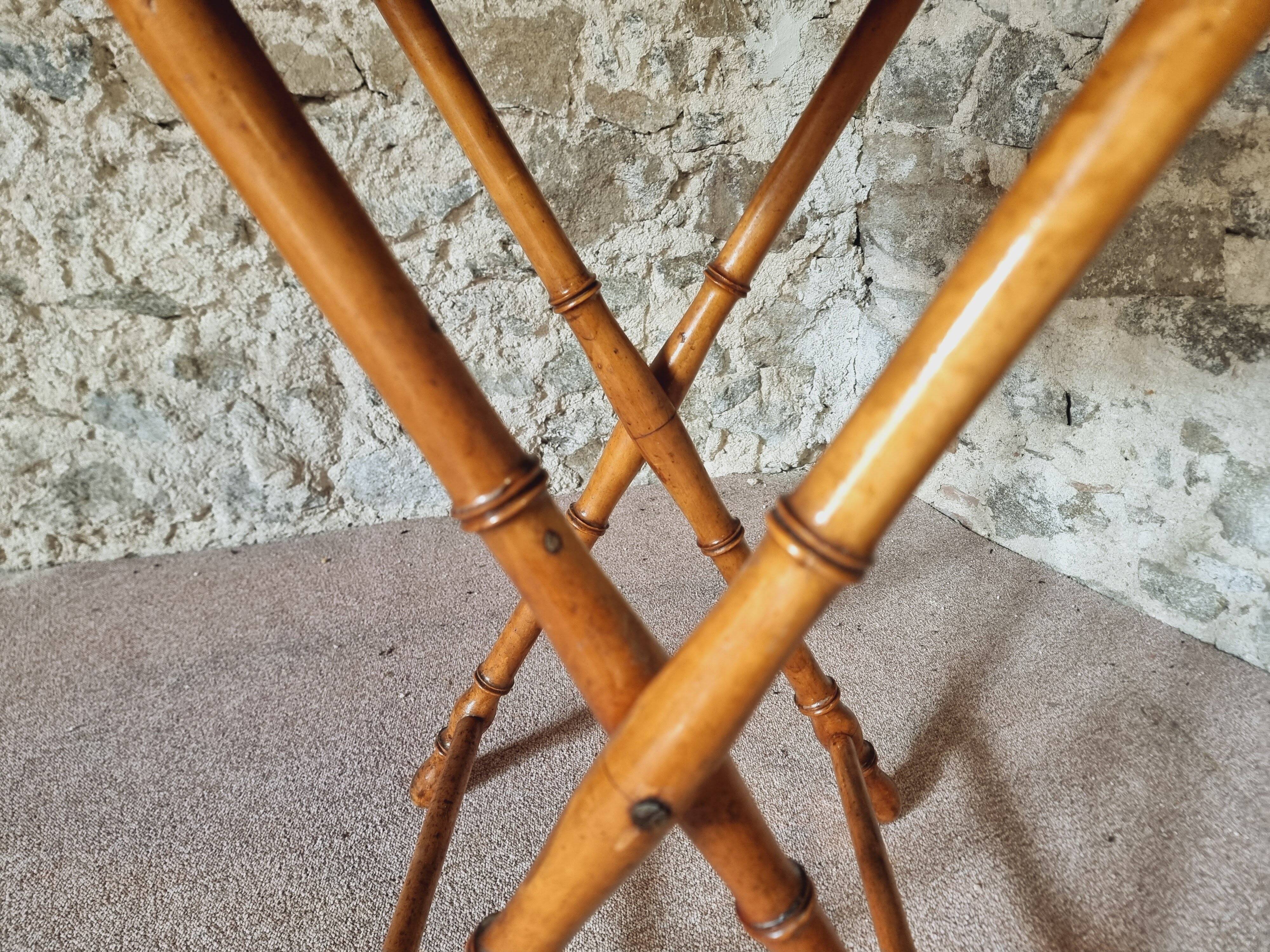 Faux Bamboo Folding Winemaker's Table - 1930s, Pine and Beech