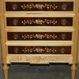 Pair of tall hardwood chests of drawers, walnut and marble.