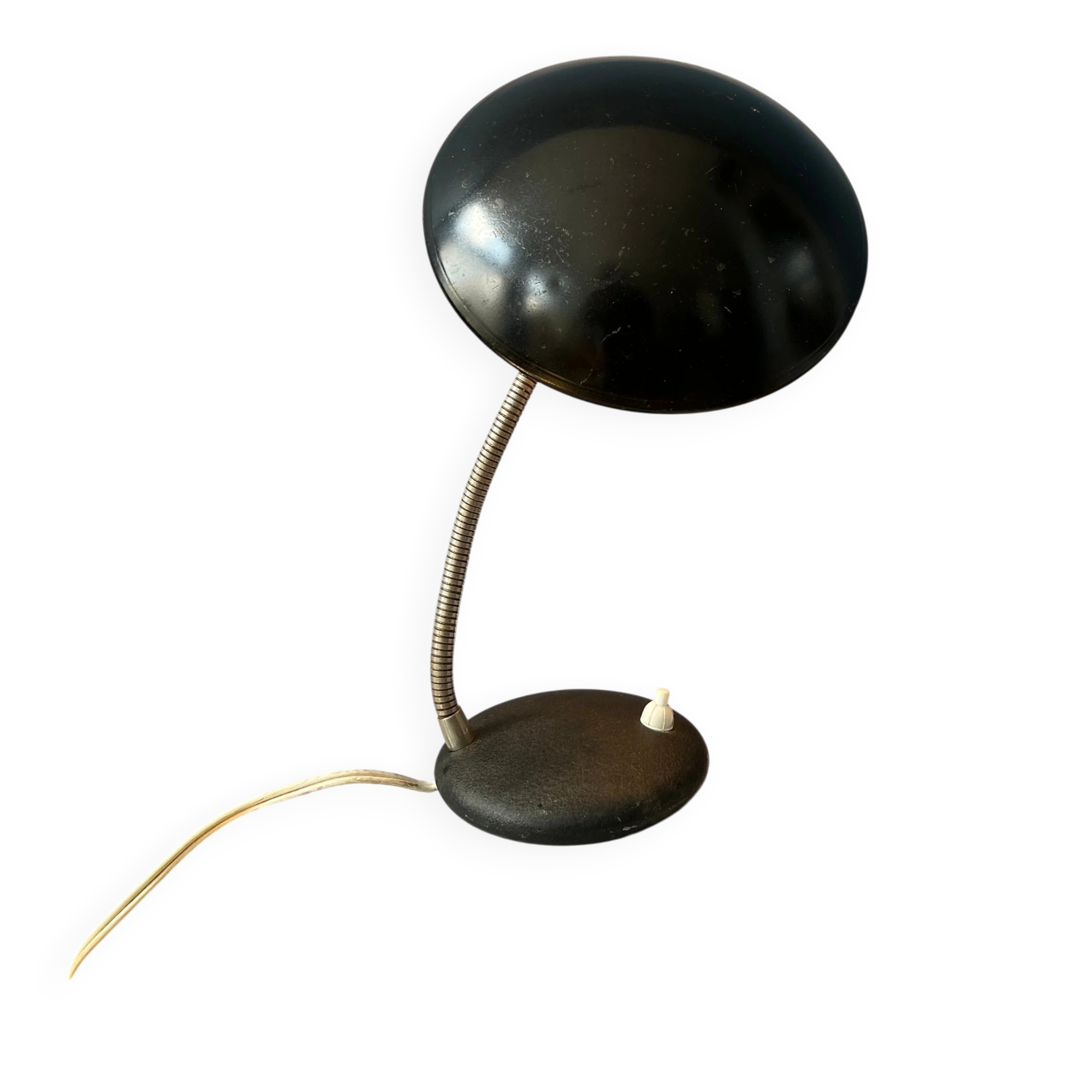 Small black metal desk lamp in Bauhaus style.