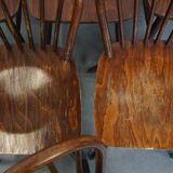 Set of 10 wooden vintage Windsor bars chairs from the 70s in English style