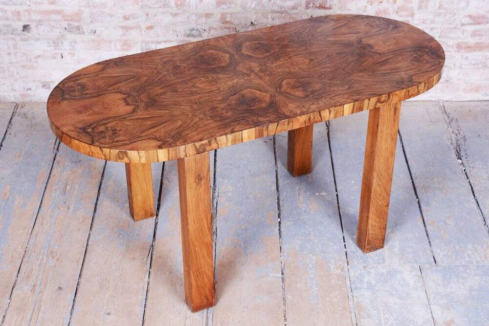 Czech Art Deco Table in Caucasian Walnut, 1930s