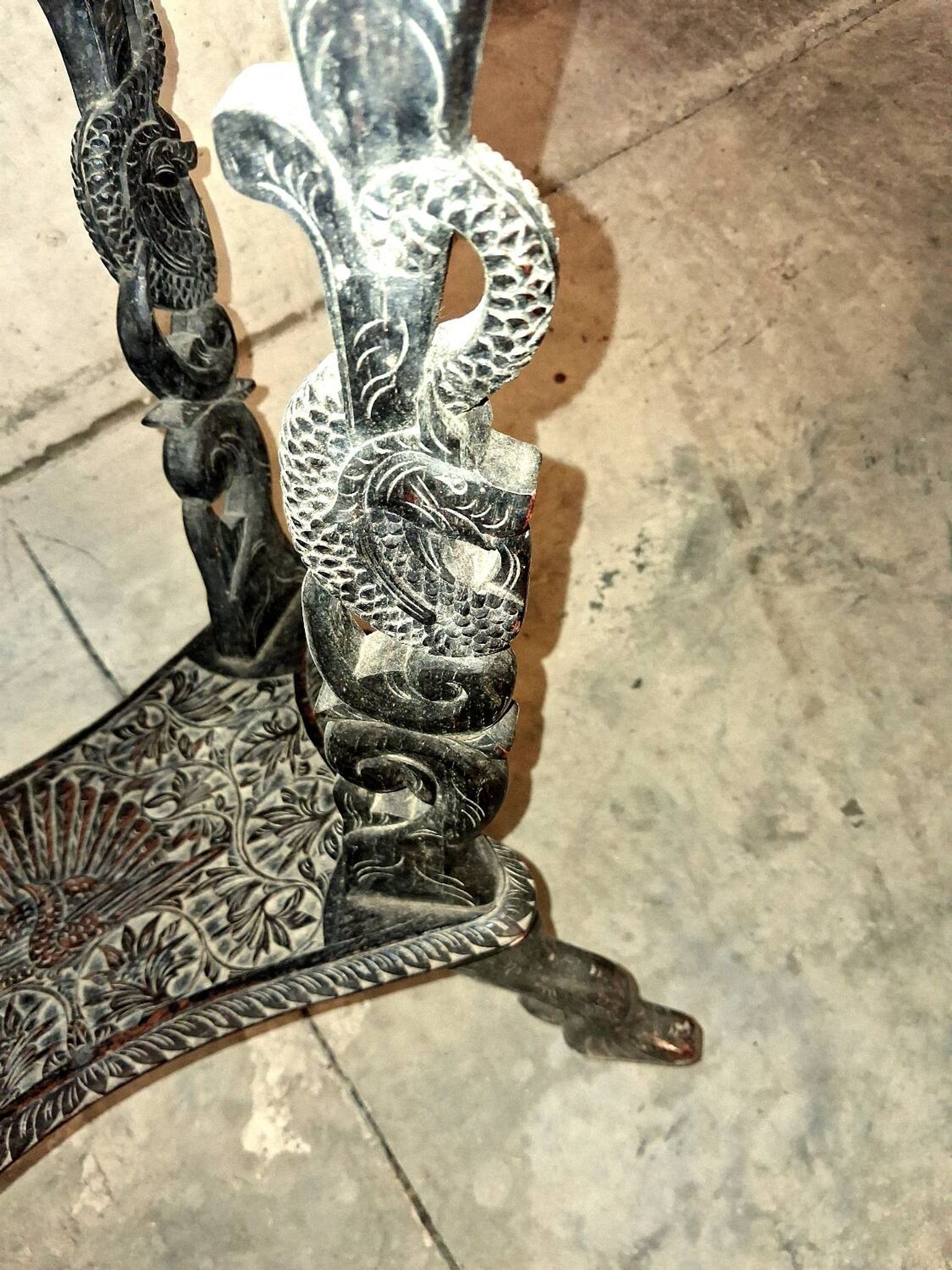Ethnic carved wooden worker's furniture
