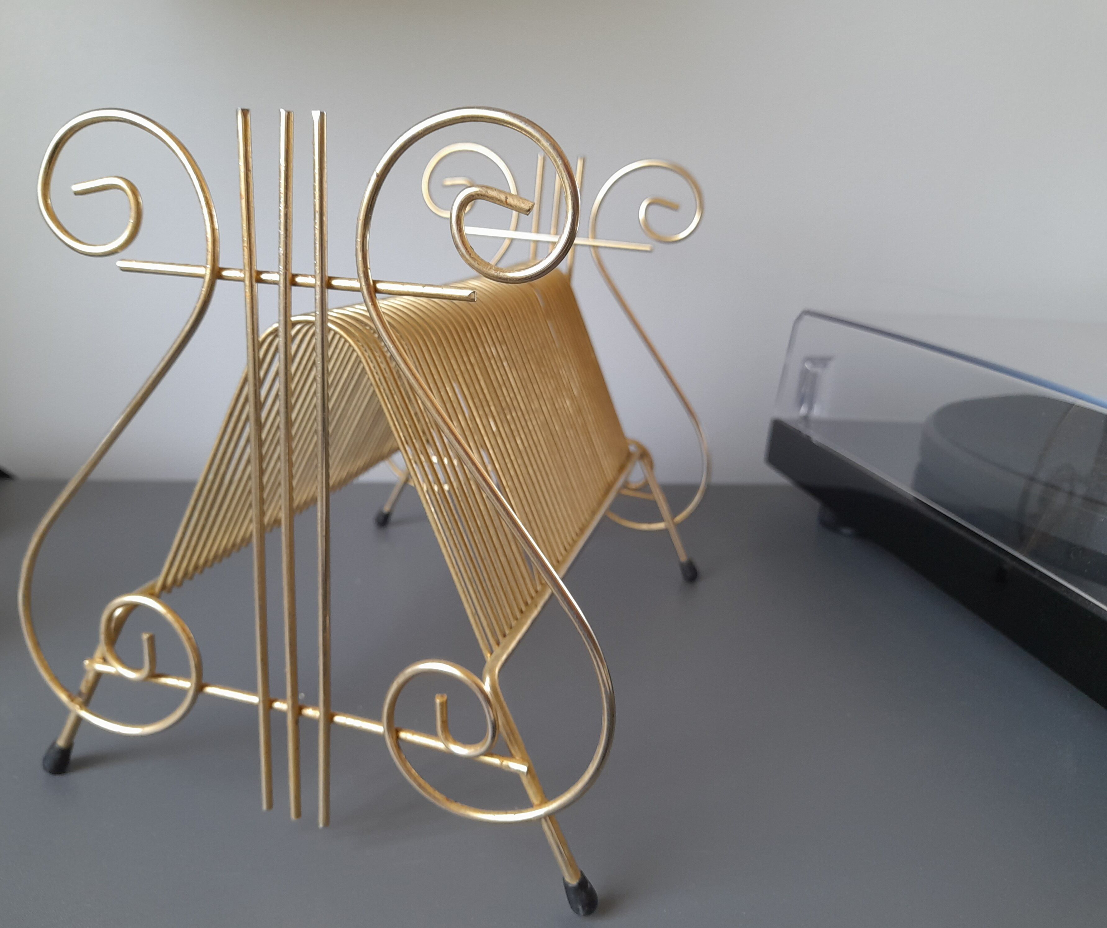 Vinyl door in gold metal