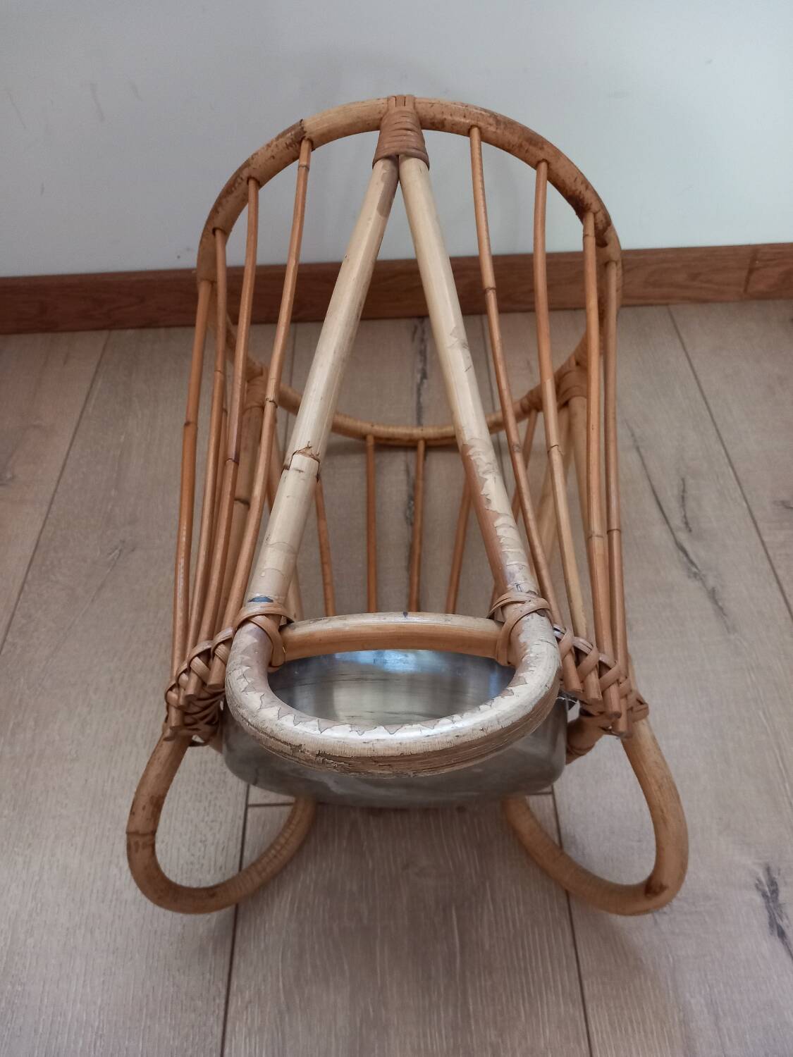 Vintage wicker umbrella stand