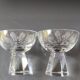 Lot of 5 Small Digestif/Liqueur Glasses. Cut Bohemian crystal. Floral.
