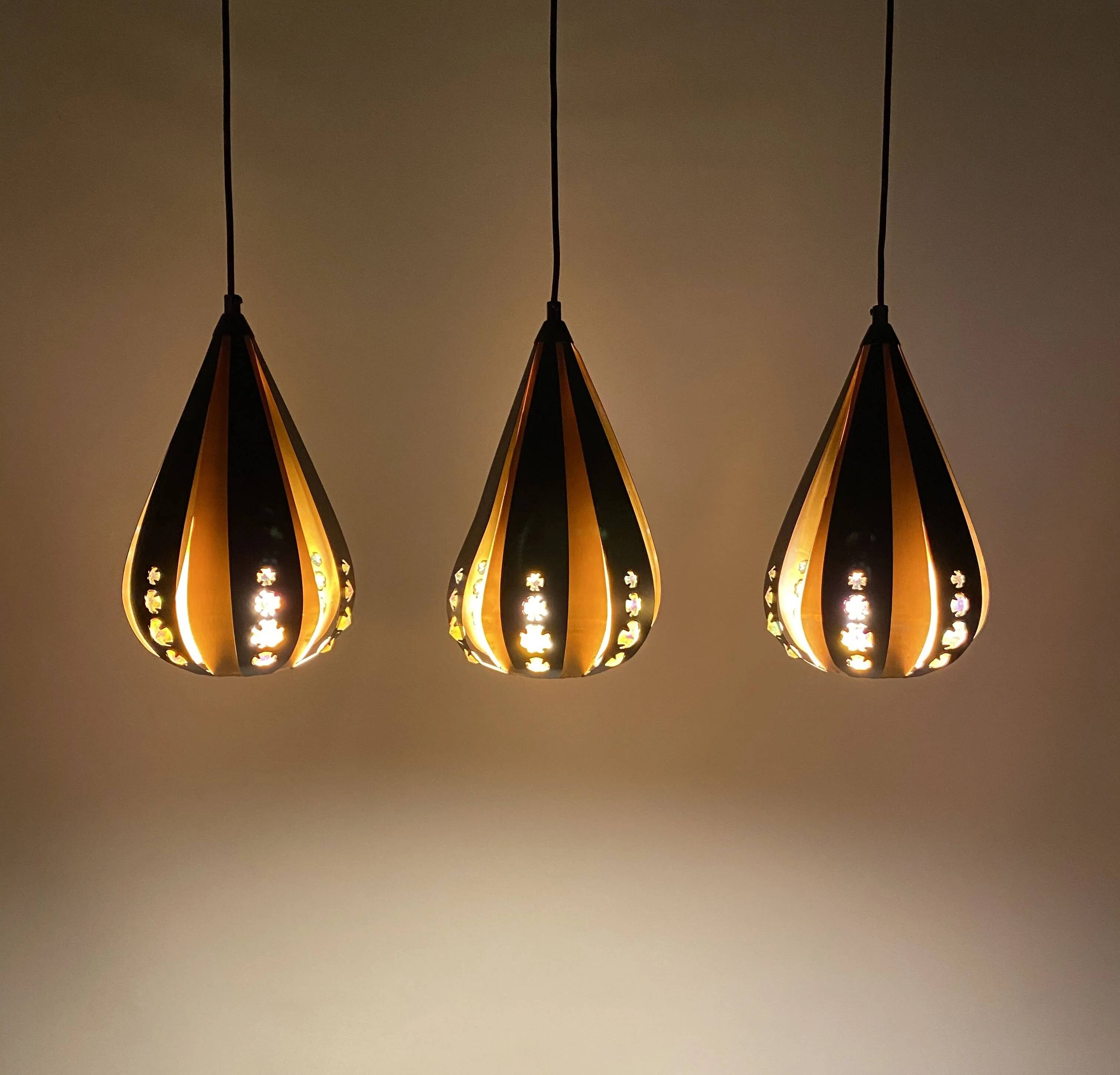 Set de 3 suspensions goutte par Werner Schou pour Coronell Electrical Danemark 1960