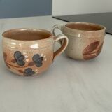 Set of 2 large vintage stoneware mugs from Atelier du Marais – Flower mugs