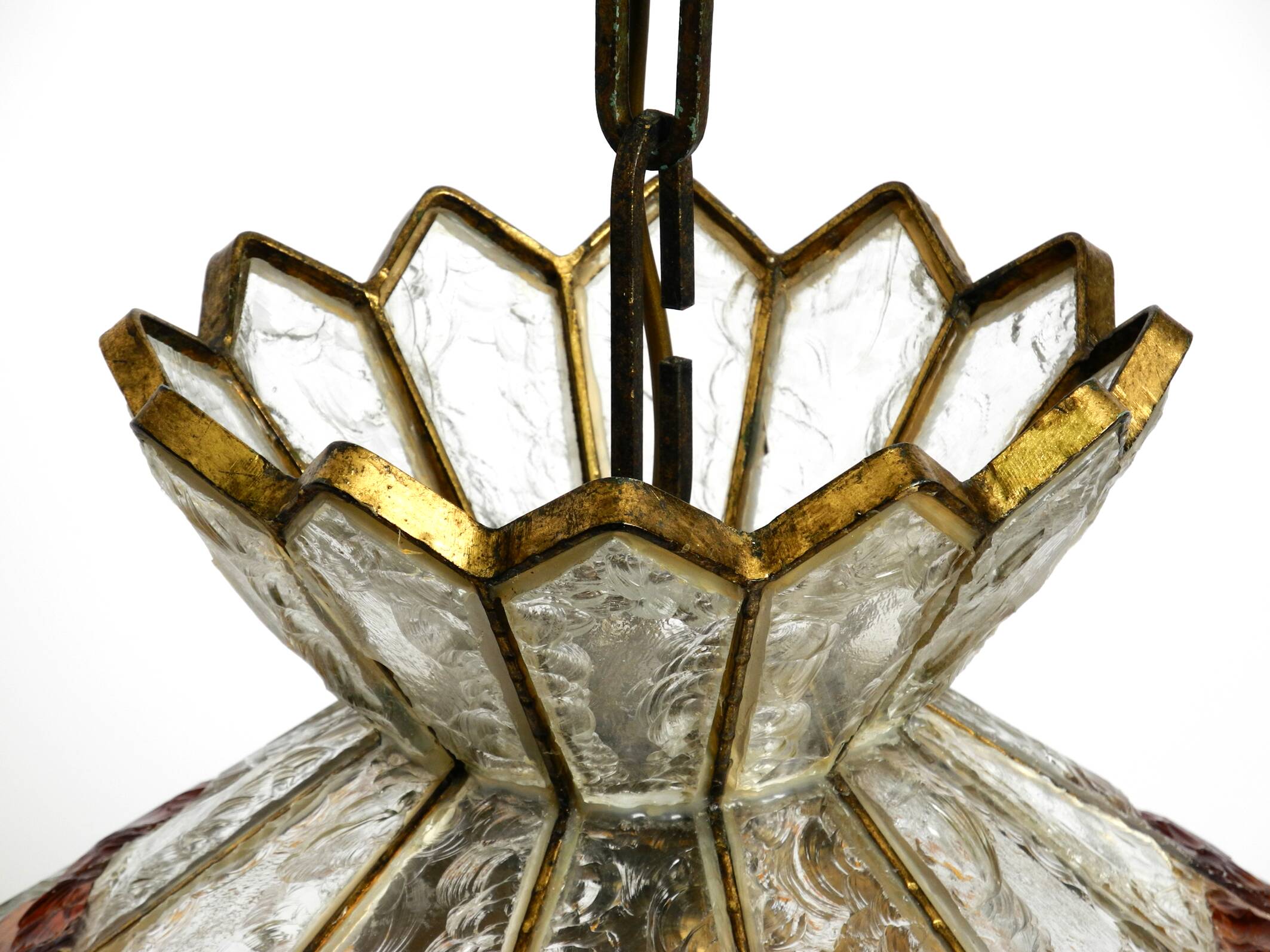 Beautiful large heavy 1960s Italian PoliArte glass ceiling lamp | Ø 52cm