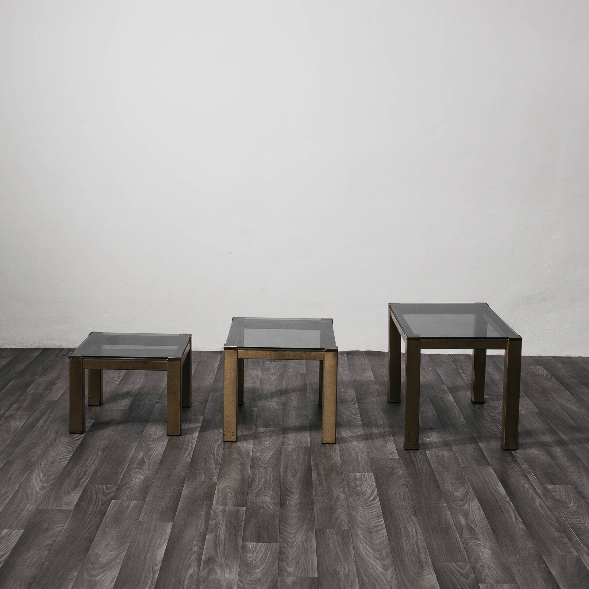Tris tavoli Bassi Da Caffè ottone Hollywood Regency 1970 Design Modern