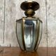 Antique brass lantern ceiling light + 6 faceted beveled glass vintage