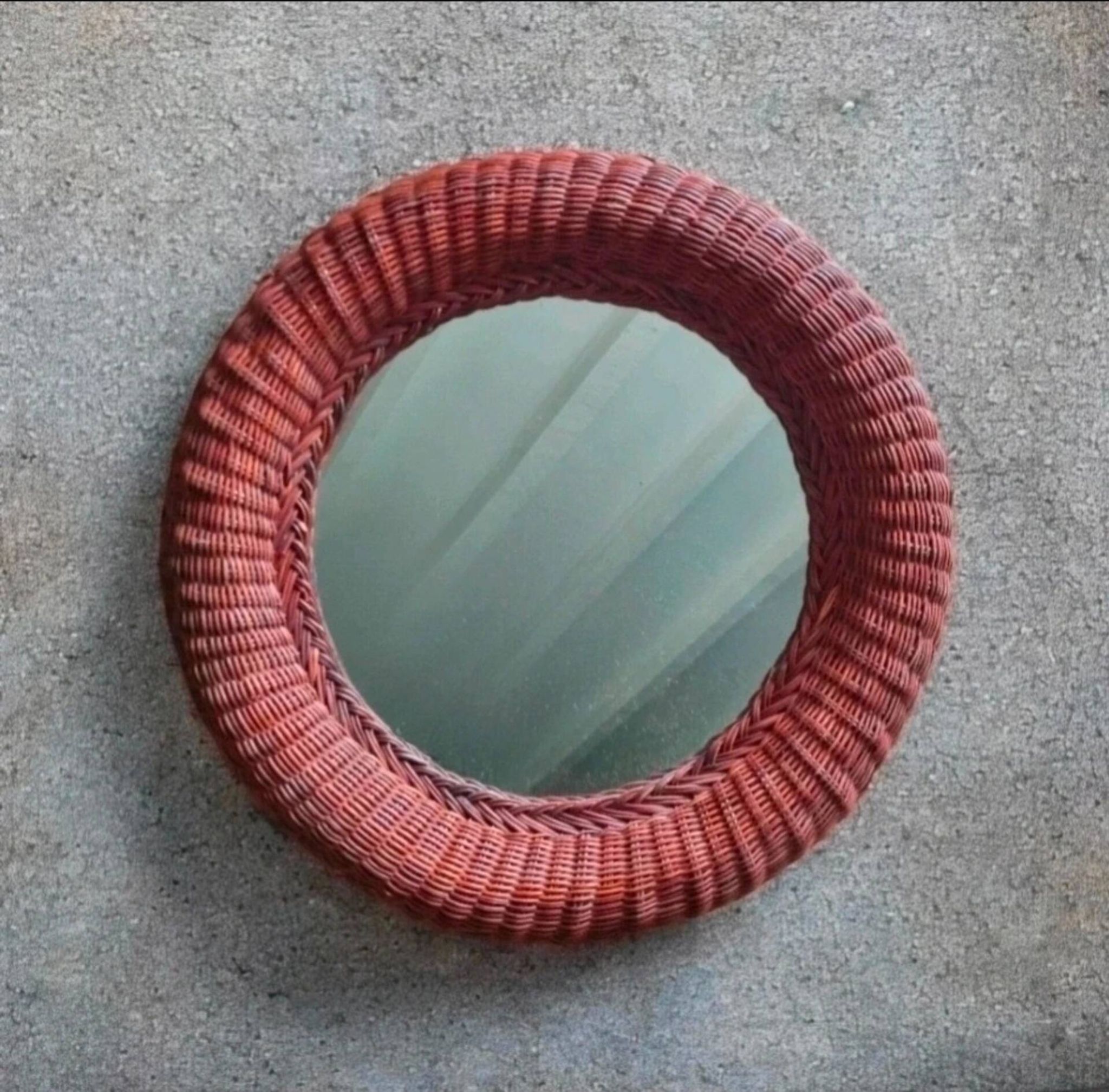 Grand miroir osier années 60