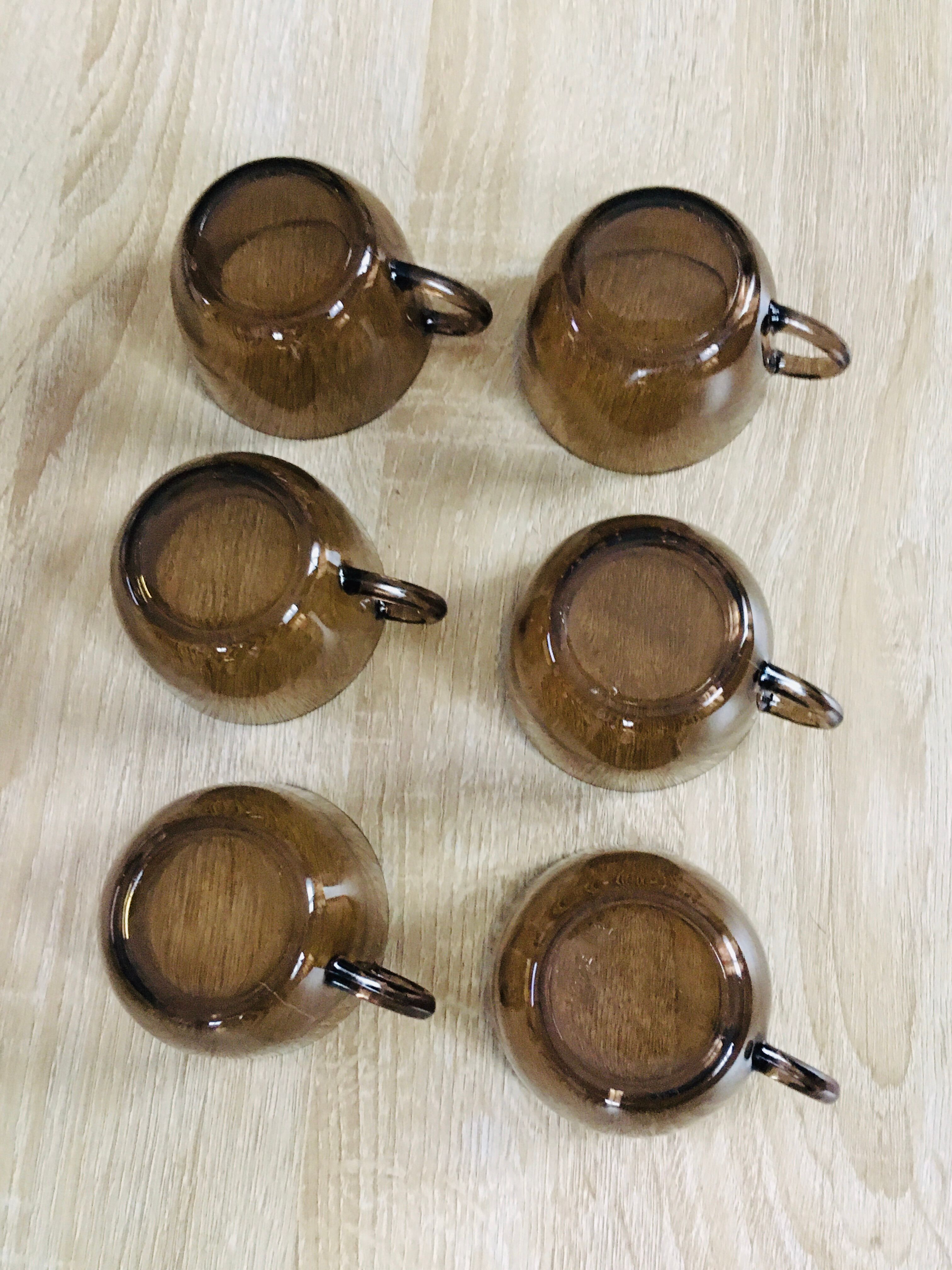 Coffee service amber glass 70s Vereco