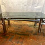 Metal and glass coffee table 70s