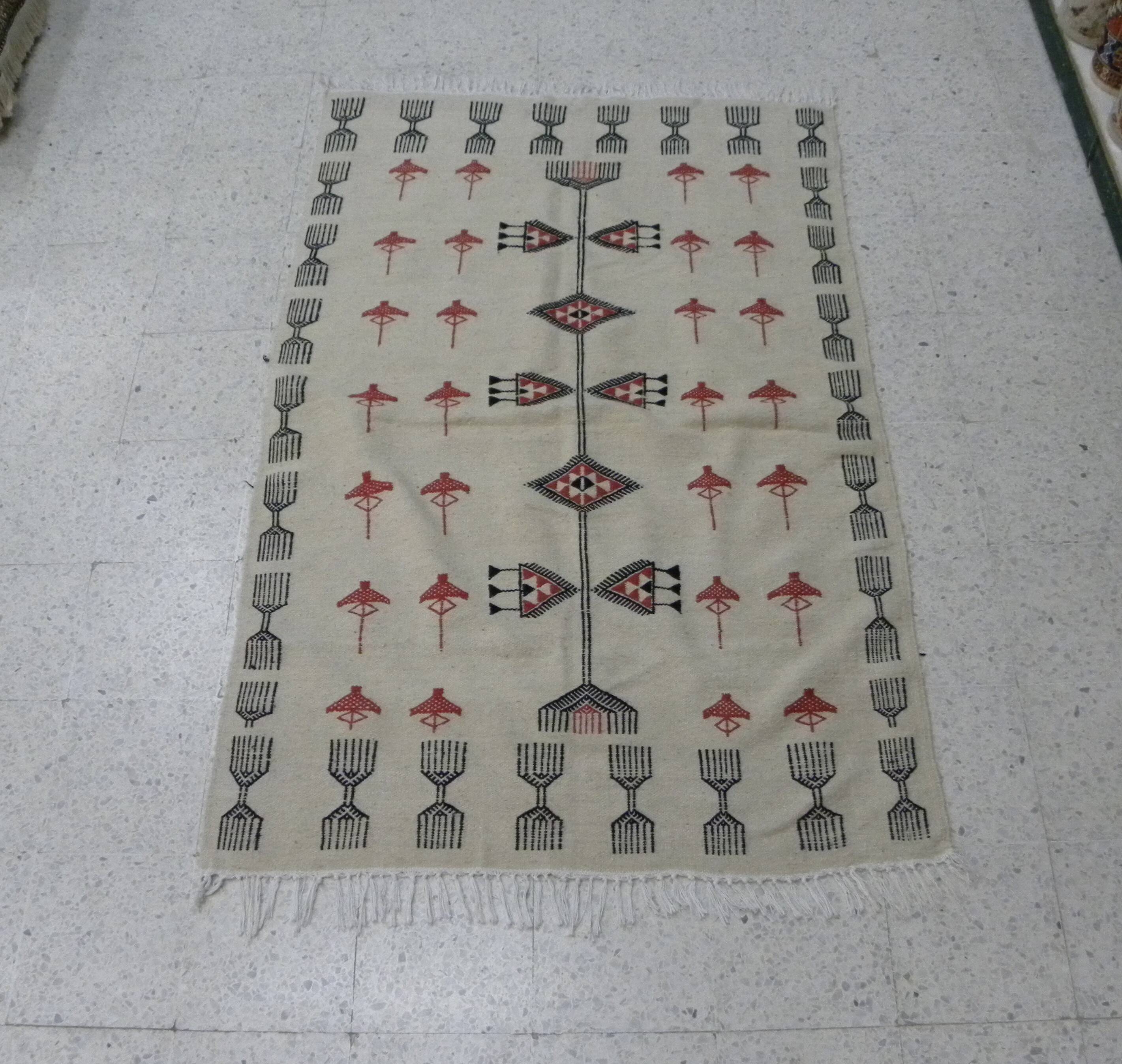 Berber Kilim Rug Handwoven – Vintage Bohemian Wall or Floor Decoration