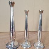 Set of 3 silver metal soliflores