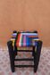 Tabouret marocain en bois et nylon multicolore