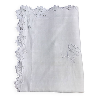 FM embroidered linen pillowcase English embroidery