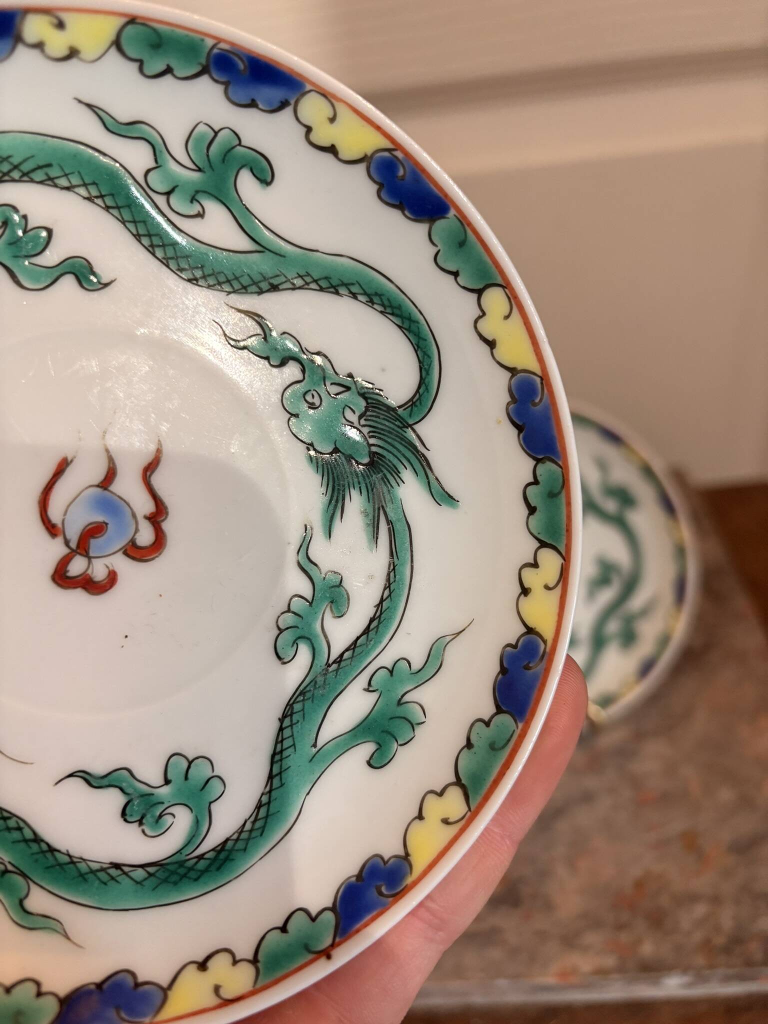 Japanese Cup Porcelain Doucai Qing Dynasty Dragon Bat XIX