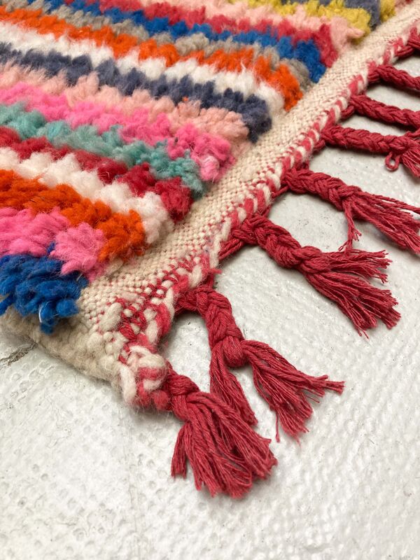 Tapis berbère marocain Boujaad couloir à losanges multicolores 336x80cm