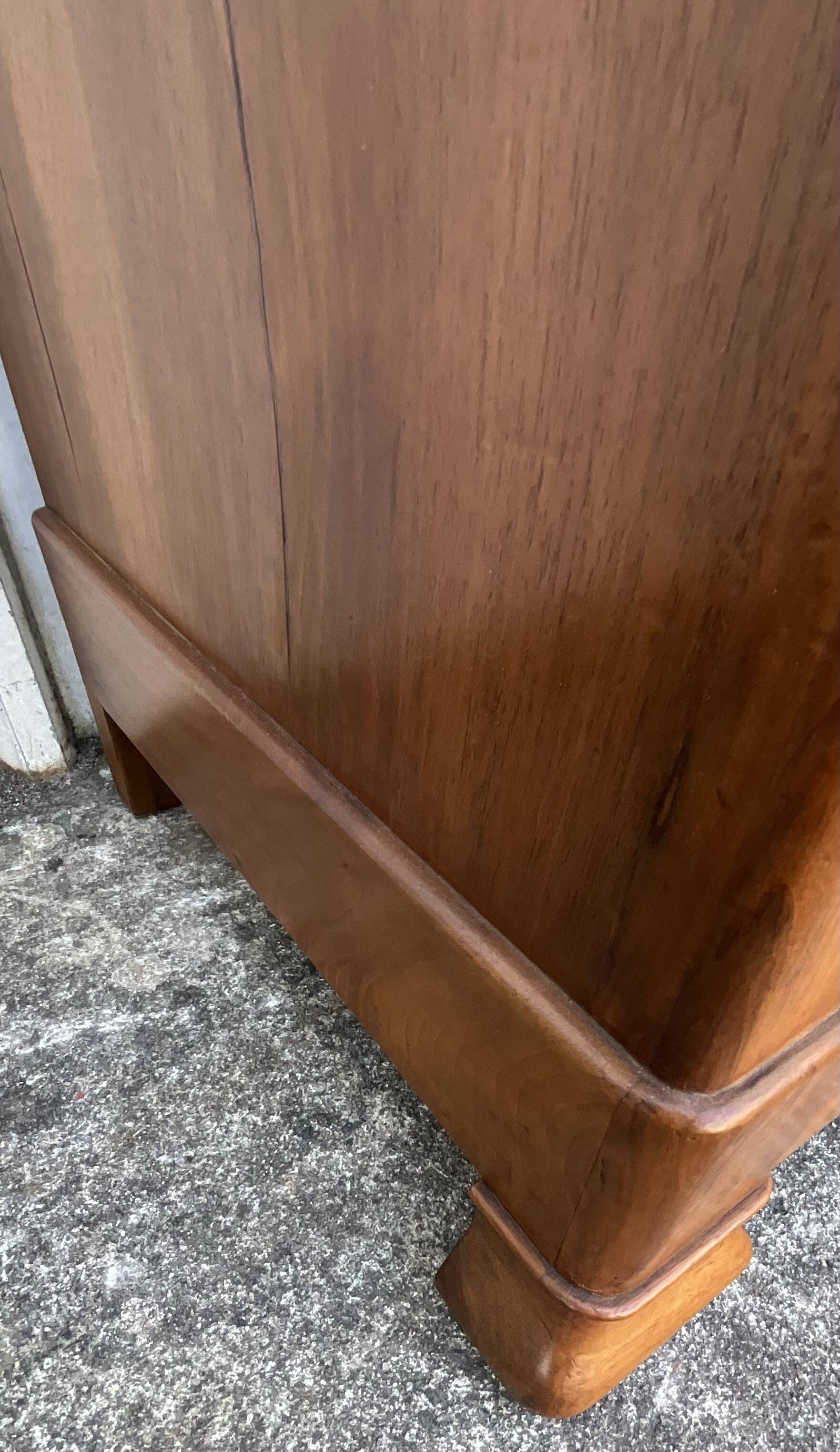 Louis-Philippe commode in burr walnut, Saint-Anne grey marble, mid-century