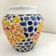Mosaic vase signed floral decoration