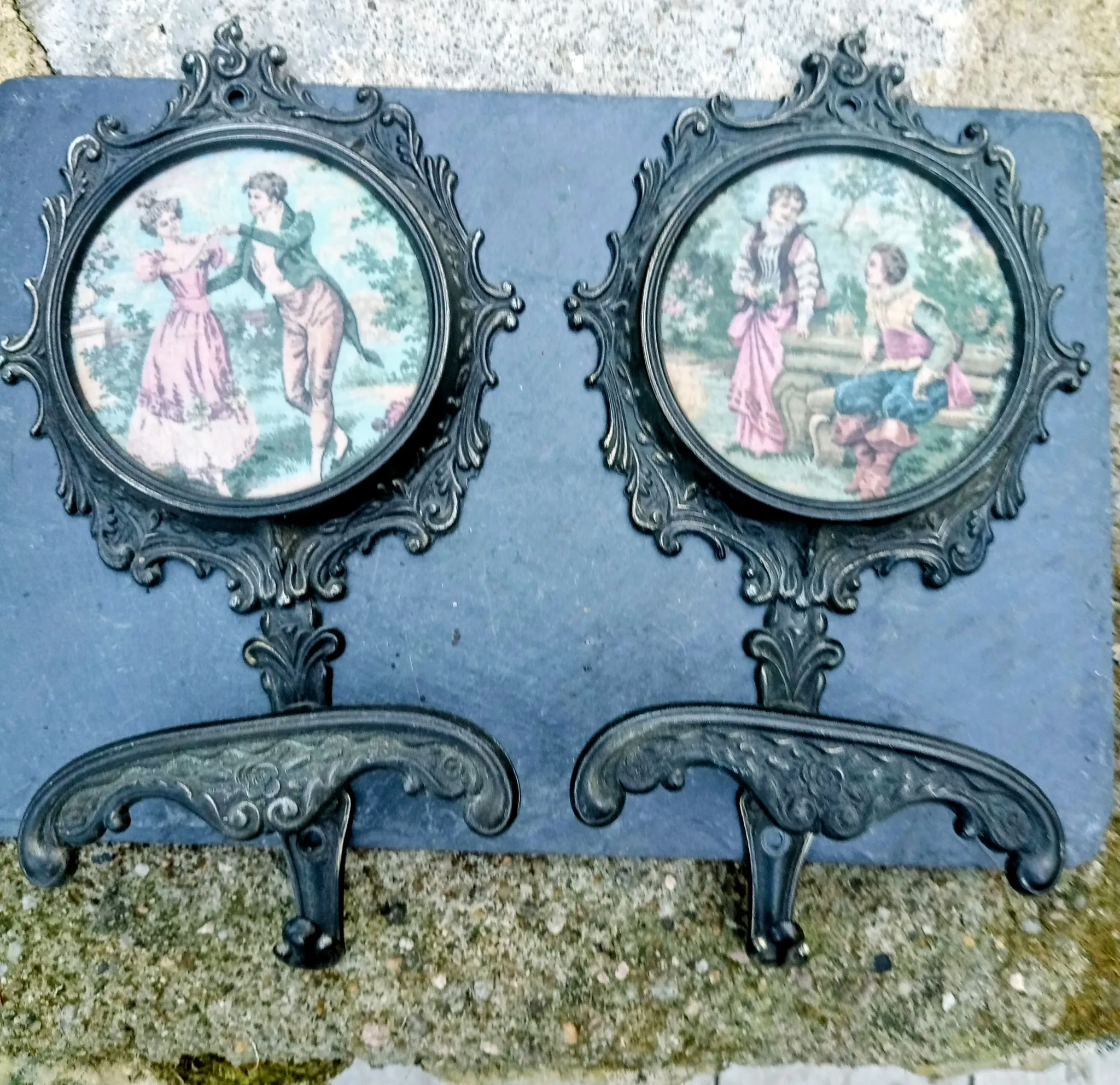 2 large metal coat hooks from Italy, 1960s.