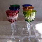 6 verres Baccarat Modèle Piccadilly en cristal doublé de couleurs