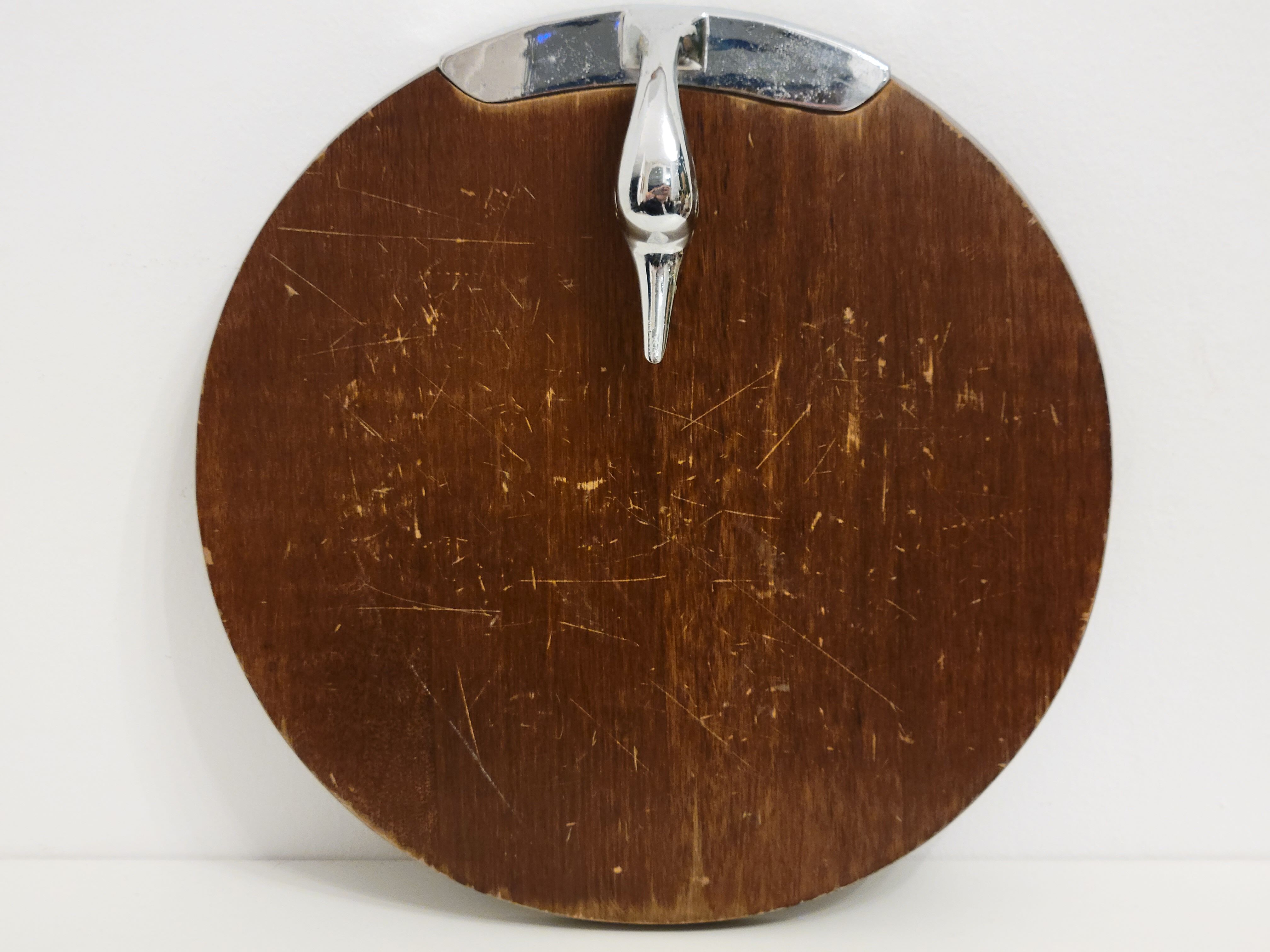 Plateau de service à fromage en bois poignée tête de canard chromé vintage