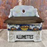 Matchbox in iridescent earthenware wall-mounted orange decor