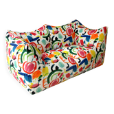 Sofa Bibambola conçu par Mario Bellini, revêtu de tissu Arty coloré.