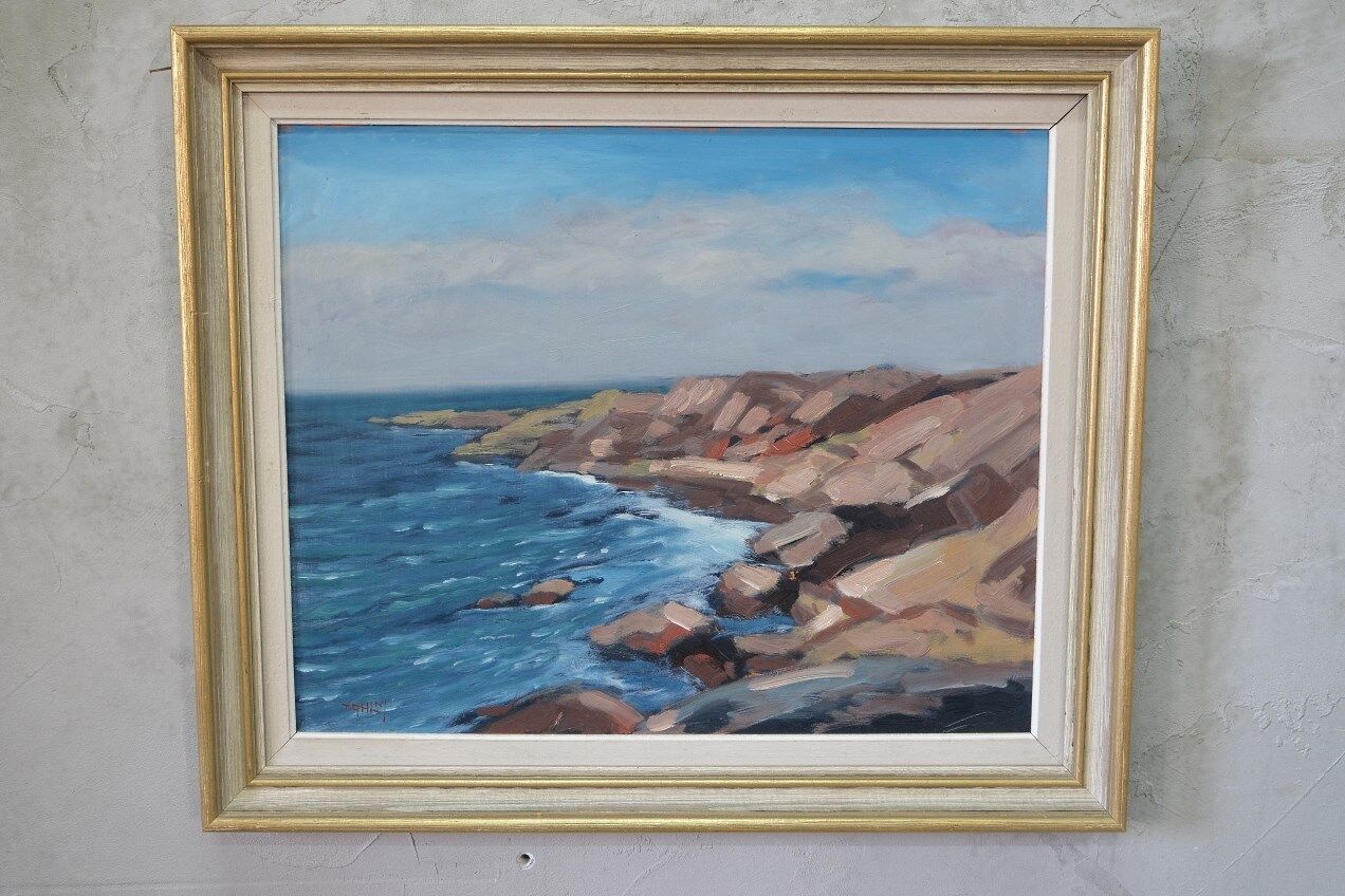 Tage Rudolf Ahlm, Swedish Modern Landscape, Oil on Panel, 1960s, Framed