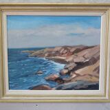 Tage Rudolf Ahlm, Swedish Modern Landscape, Oil on Panel, 1960s, Framed