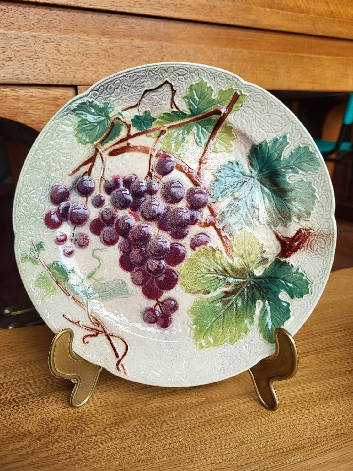Set of 6 Art Nouveau Barbotine St Clément plates