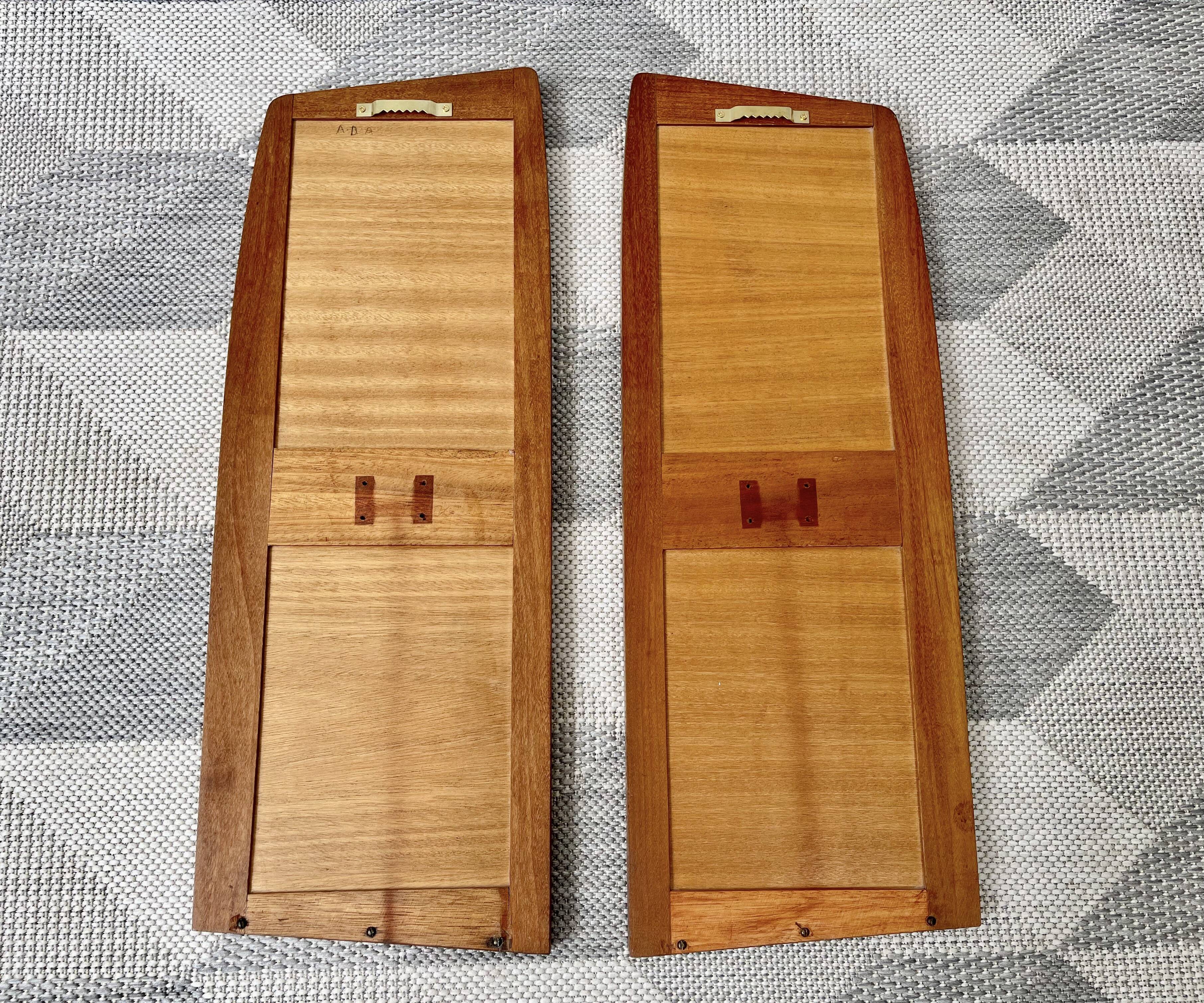 Pair of vintage teak wall mirrors - 58x21cm