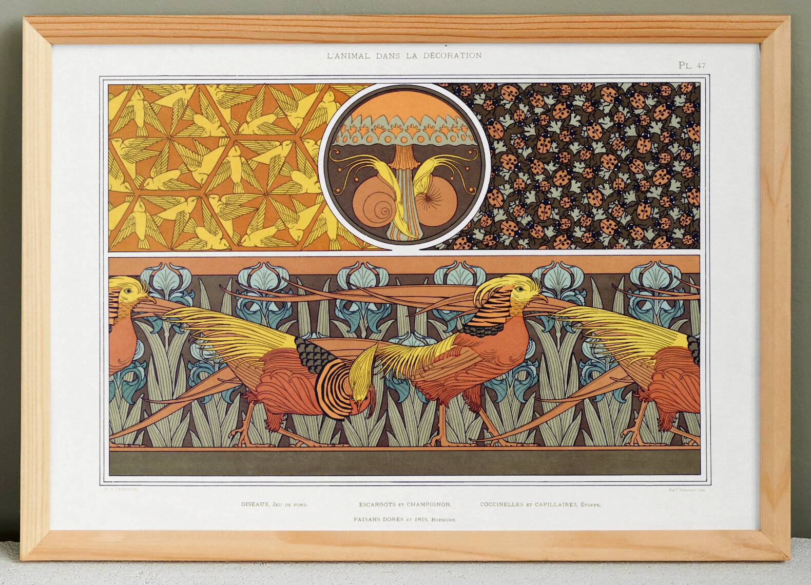 Poster “snails and birds”, after an Art Nouveau lithograph