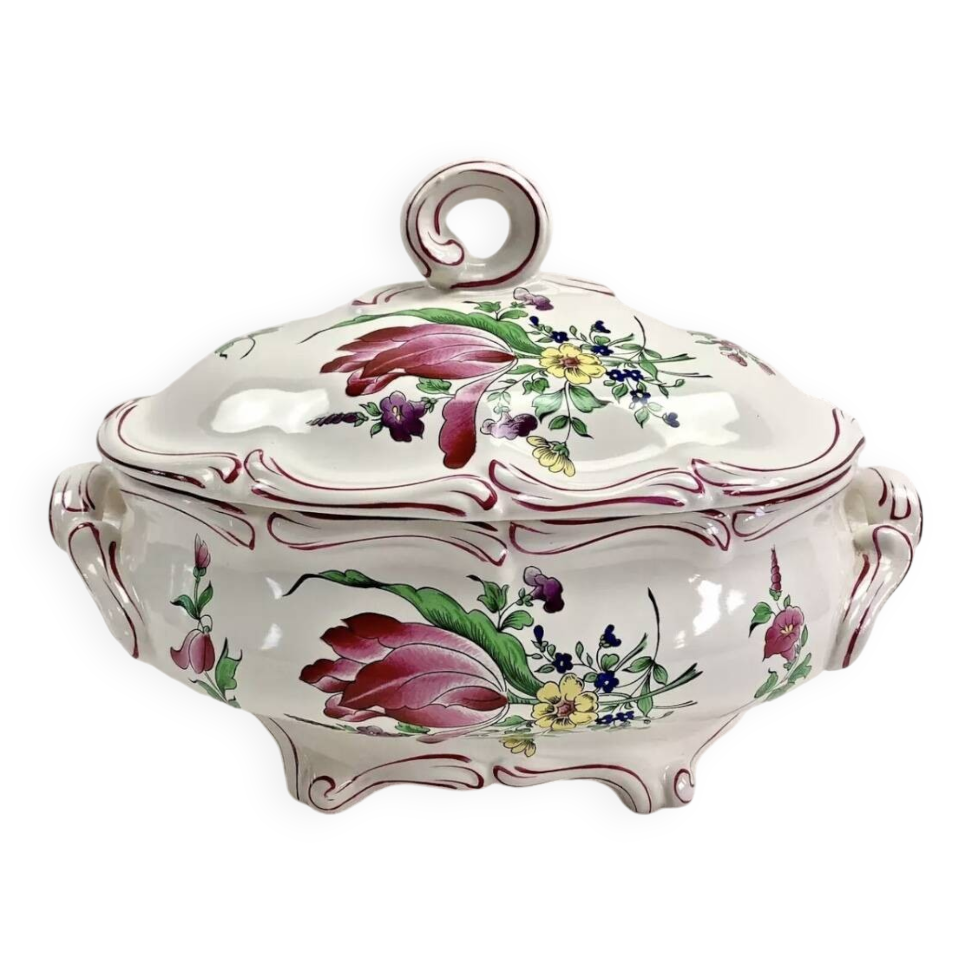 Luneville vegetable soup tureen, street lamp model
