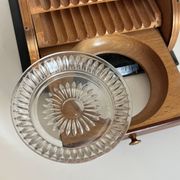 Vintage 1960 cigarette holder ashtray dispenser wood metal - 19 x 15 cm