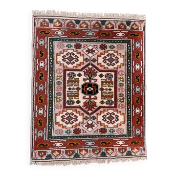 Old Turkish Kazak rug 90x115 cm vintage tribal, square medium 2574